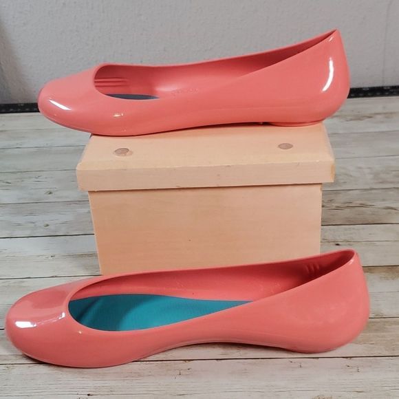 Peach Salmon Coral Oka-B Taylor Rubber Ballet Flats Size 6 or EUR 36 NWOT - Picture 2 of 9